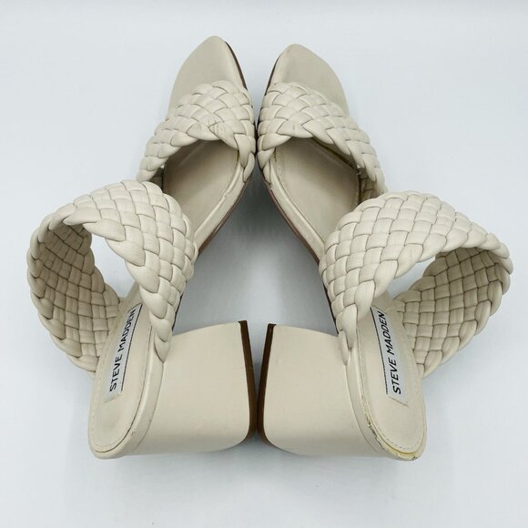Steve Madden Shoes Womens Size 8.5 M White Heel Daphnee Braided Sandal Slip On - Picture 11 of 11